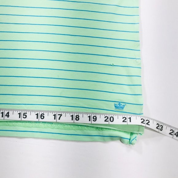 Peter Millar Seaside Wash Polo Shirt S/S Green Blue Striped Men's Size Large - Picture 11 of 11